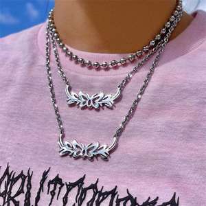 Fashionable Simple Hollow Out Stainless Steel Jewelry butterfly <b>Necklace</b> for Women - Product Image 5