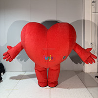 Valentijnsdag Rood Hart Opblaasbaar Mascottekostuum Volwassenen Cartoon Wandelend Hart Mascot Outfit Op Maat Pluche Karakterkostuum