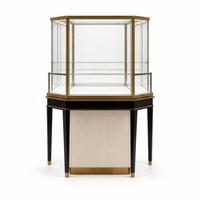 Vitrine de présentation de bijoux en verre hexagonal sur mesure pour les magasins de détail, les salles d'exposition et les projets d'exposition