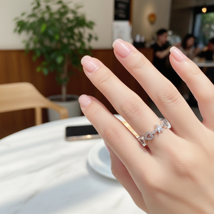 Trending Fashion placcato oro di tendenza anelli da donna stile Punk semplice strass a cuore aperto con stelle intarsio vendita calda all'ingrosso - Product Image 3