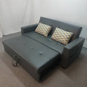 客厅黑色真皮沙发床1型卧铺沙发床家具折叠沙发床出售