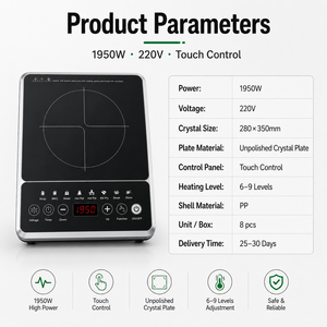 Cocina <span class=keywords><strong>de</strong></span> Inducción Doméstica <span class=keywords><strong>de</strong></span> 1950W con Placa <span class=keywords><strong>de</strong></span> Cristal Sin Pulir, Pantalla LED Digital, Patas Antideslizantes, Estufa Eléctrica Portátil KI02012 - Product Image 5