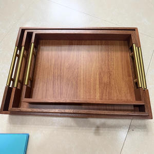 Bandeja de té de madera maciza personalizada, bandeja rectangular para preparación en seco, paleta de madera con logotipo, modificación de tamaño, paleta de madera ODM/OEM - Product Image 3