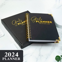 2024 A5 étudiant anglais cahier Agenda planificateur mensuel hebdomadaire quotidien cahier à spirale Art papier couverture cadeau