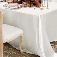 Nappe en satin blanc brillant et soyeux, longue et fluide, pour mariage, banquet, fête, décoration