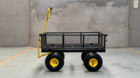 Chariots de jardin - Chariot à benne basculante en métal de 500 lb, quatre roues tout-terrain, roues gonflables, pour jardin, pelouse, fermes, travaux lourds, utilitaire