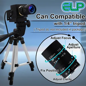Câmera USB ELP 4K buitlt-in Microfone Zoom Manual Webcam 5-50mm Vari-focus PC Câmera IMX317 UVC Áudio Vídeo 8MP Câmera USB2.0