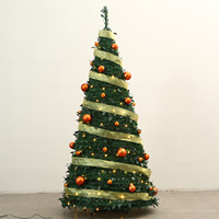 Sapin de Noël Artificiel Pliable et Écologique 2026 de Haute Qualité, 4/5/6/7 pieds, Pré-éclairé par LED, Moderne, Fait Main, en Pin, Autoportant et Pop-up