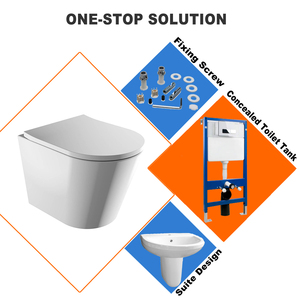 Inodoro montado en la pared sin montura Europa forma redonda inodoro <span class=keywords><strong>flotante</strong></span> Wc Suspendu completo inodoro suspendido colgado en la pared - Product Image 2