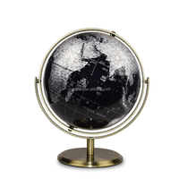 Globe terrestre de 20cm (8 ") avec décor de bureau éducatif de style métallique et présentoir d'étagère de carte politique pour l'enseignement de la géographie