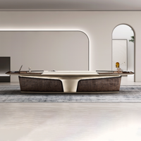 Table de conférence de direction en bois massif de luxe avec 16 chaises, design octogonal moderne pour hôtel et bureau