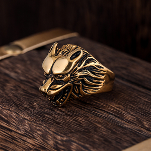 Modischer Tier-<span class=keywords><strong>Ring</strong></span> Schmuck Punk Klobiger Wolfskopf Herrenring Edelstahlring für Männer - Product Image 4