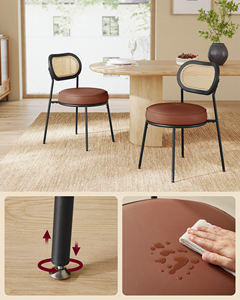 <span class=keywords><strong>VASAGLE</strong></span> <span class=keywords><strong>Chaises</strong></span> de cuisine en rotin avec structure en métal et assise rembourrée Lot de 2 <span class=keywords><strong>chaises</strong></span> de salle à manger en similicuir - Product Image 3