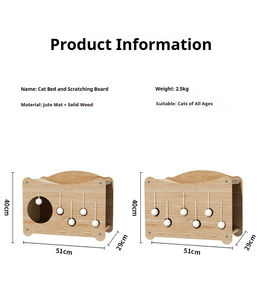 Fish Princess Doppel holzbett <span class=keywords><strong>2</strong></span> <span class=keywords><strong>Tier</strong></span> Elevated <span class=keywords><strong>Cat</strong></span> House Hängende Ball Spielzeug Katzen betten mit Scratch Pad für Indoor-Katzen - Product Image 6