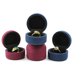 Round <b>ring</b> <b>box</b>, velvet <b>ring</b> gift <b>box</b>, engagement <b>ring</b> <b>box</b>, wedding <b>ring</b> <b>box</b>, suede jewelry <b>ring</b> case, tiny <b>ring</b> storage <b>box</b> - Product Image 2