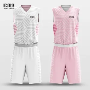 Hostaron Custom Design Retro Sublimatie Omkeerbare Basketbal Kids Hemdjes Vesten Set Shirt Basketbal Jersey Uniform