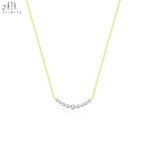 Collar con Colgante de Diamantes Naturales Reales de Oro Sólido de 18K, Diseño de Sonrisa Curva Elegante de Alta Calidad, Joyería Fina para Uso Diario de Mujer - Product Image 4