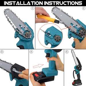 6" <b>Mini</b> Handheld Brushless Chain Saw <b>Cordless</b> <b>Chainsaw</b> Portable Garden Fruit Tree Pruning Saws Wood Cutting Machine CS02 Cordles - Product Image 4