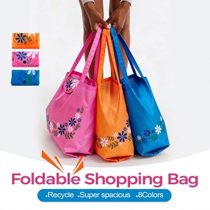 Bolsa de compras plegable de gran capacidad y fácil de transportar para mujer, bolsa de almacenamiento para cocina, bolsa reutilizable de poliéster - Product Image 3