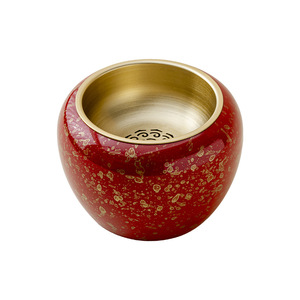 Contenedor de residuos de té Jian Shui de latón lacado con purpurina dorada, rojo y negro, con revestimiento interior dorado para la ceremonia del té Kung Fu. - Product Image 5
