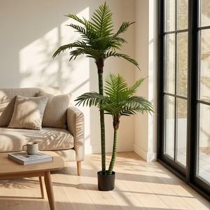 Palmier artificiel en PE de 2,5 m (8 pieds), grand palmier Areca artificiel de 250 cm, tronc en 2 sections pour décoration extérieure de mariage, Noël, Halloween - Product Image 3