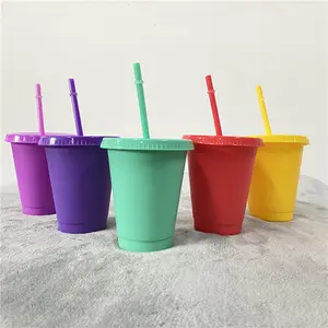 Du Lịch Quà Tặng Ice Cold Uống Nước Cà Phê Uống 16Oz 24Oz Tái Sử Dụng Matt Nhựa Frosted Cốc Nhựa Với Nắp Đậy Và Ống Hút