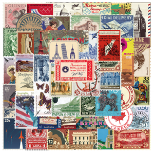 Autocollants timbre de courrier Vintage, étiquette Scrapbooking, en papier, esthétique et moderne, pour journal planificateur, agenda, voyage, agenda, lot de pièces - Product Image 2
