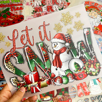 Transferts DTF personnalisés pour les fêtes d'hiver : flocons de neige, bonhomme de neige, slogan de Noël, impressions DTF pour vêtements personnalisés, décoration de sacs