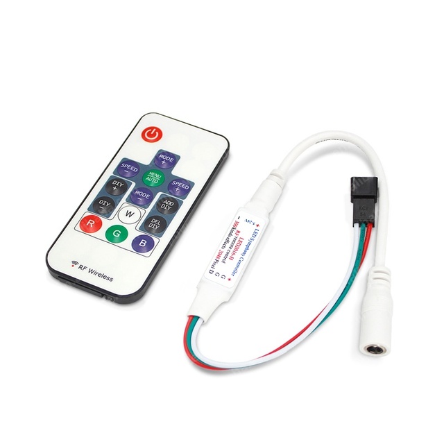 DC5-24V Dream Color SPI Mini DIY Wireless RF Remote Control 14Key Pixel LED Controller WS2811/WS2812B/WS2813 15m Range 600