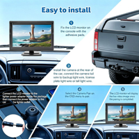 Moniteur de voiture numérique sans fil de 4,3 pouces avec deux supports de montage + kit caméra de recul - AHD, compatible universellement avec les voitures, les camions, les fourgonnettes