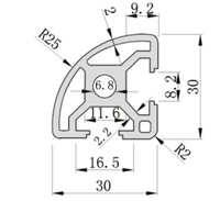Anodisation Argent Blanc 6063 T5 Alliage d'Aluminium 3030R Section Ronde Norme Européenne Industrielle Extrusion Aluminium Demi Ronde