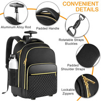 Sac à dos à roulettes grande capacité 40L, bagage cabine approuvé pour le transport aérien, sac à dos trolley unisexe, sac de voyage et d'école