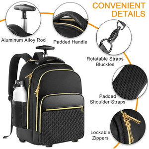 Sac à dos à roulettes grande capacité 40L, bagage cabine approuvé pour le transport aérien, sac à dos trolley unisexe, sac de voyage et d'école - Product Image 2