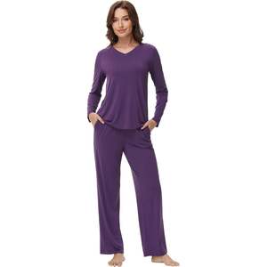 Ensemble de pyjama pour femme personnalisé, haut à manches longues et pantalon en viscose de bambou, doux, tailles S à XXL - Product Image 5
