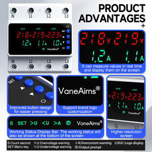 4P verstelbare spanningsbeveiliger met overspanningsbeveiliging, stroomspanning LED-display, 380VAC driefasig - Product Image 2