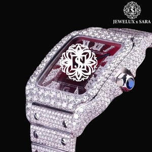 Reloj de Diamantes Blancos de Primera Calidad con Caja de Acero Inoxidable para Bodas y Compromisos Disponible a Buen Precio - Product Image 1