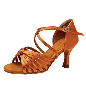 Zapatos de baile latino con suela de gamuza para mujer, zapatos de baile Lamba Rumba, zapatos de cuero para salón de baile, salsa y Jazz