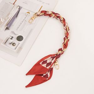 Fashion forward Weave Silk Scarf Bag Charm Keychains Ladies Car Key <b>Ring</b> Purse Decoration Accessory - Product Image 1