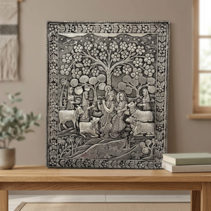Grande sculpture fine Radha Krishna, peinture d'art sacré pour jardin - Product Image 4
