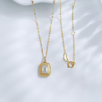 Vintage Kristall-Medaillon Zeitlose Minimalistische Verstellbare 18K Gelbgold Labor-Diamant Anhänger Halskette für Damen Set