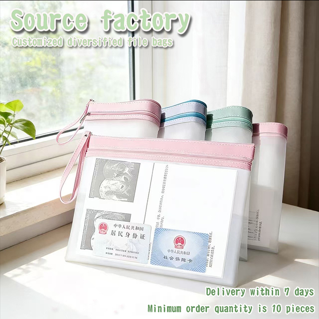 Waterproof TPU Washable Durable Document Bag Soft Zipper Custom Logo Cosmetic Toiletry Pouches for Student School Home Filing