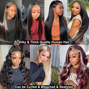 Vente en gros 13x6 HD partie libre style naturel droit perruque de cheveux bruts avec transparent pour dentelle frontale noir femmes dentelle avant perruques - Product Image 4