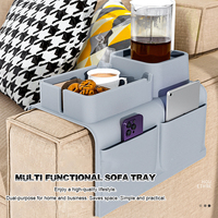 Plateau d'accoudoir de canapé en silicone anti-éclaboussures Porte-gobelet avec poches Organisateur de plateau d'accoudoir de canapé pour boissons Télécommande de téléphone