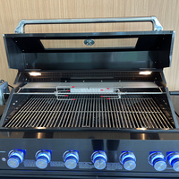 Îlot de barbecue moderne de luxe en acier inoxydable sur mesure avec rangement, armoire de cuisine extérieure, étagère et tiroir