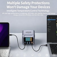 Stasiun Pengisian Daya Multi-perangkat 420W Gallium Nitride dengan Layar LED Cerdas, Pengisi Daya Cepat Universal untuk Notebook, Tablet, dan Smartphone