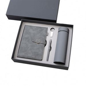 Set de Regalo Promocional al por Mayor de Cuaderno de Cuero PU Gris de Lujo con Bolígrafo, Diario Personalizado, Termo y Botella de Agua - Product Image 2