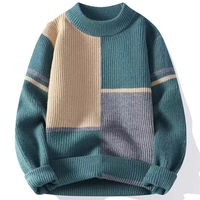 Pull en maille vintage à blocs de couleur pour homme PASUXI, esthétique Harajuku, coupe ample, chaud pour l'hiver, pull oversize, vêtements de rue