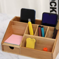 Boîte de rangement en bambou et en bois pour bureau, boîte de rangement en bois pour cosmétiques, boîte de rangement en bois massif pour télécommande de salon