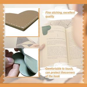 Marcapáginas de Cuero PU en Forma de Corazón a Precio Económico, Ideal para Estudiantes, Regalos, Protector de Esquinas de Libros - Product Image 4
