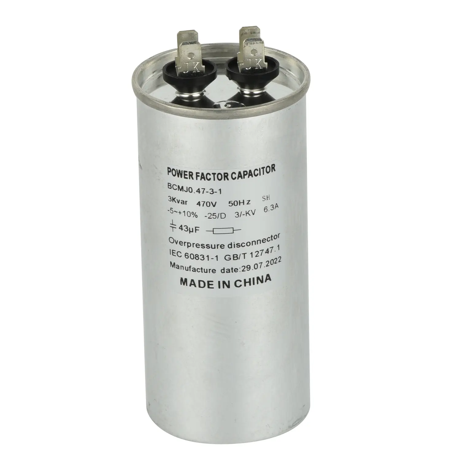 CBB65A 1 45/12 Uf 250VAC 3 Hp Motor Aluminum Case Capacitor PP Film All Type Capacitors